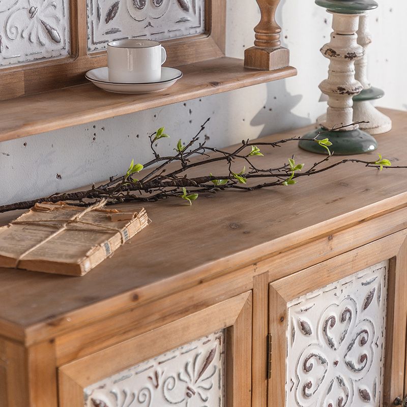 Distressed Wood Accent Cabinet Industrial Solid Wood Chest with Drawers