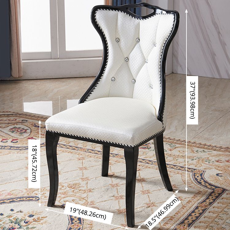 Victorian Style Marble Dining Set with White Rectangle Table and 4 Black Legs Base for Home Use