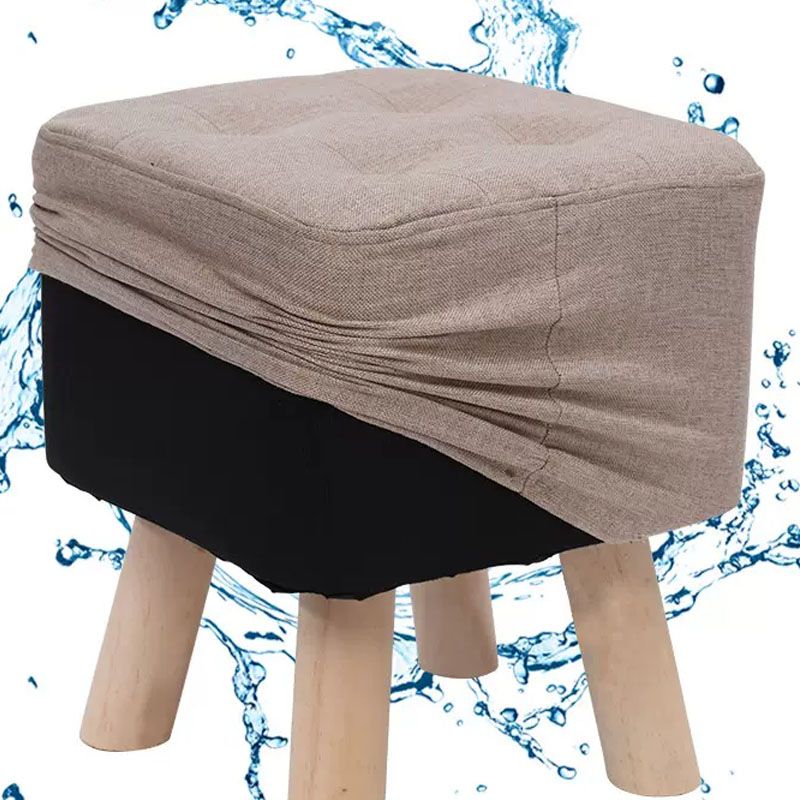Modern Ottoman Fabric Upholstered Tufted Solid Color Pocket Square Ottoman with Chair Legs