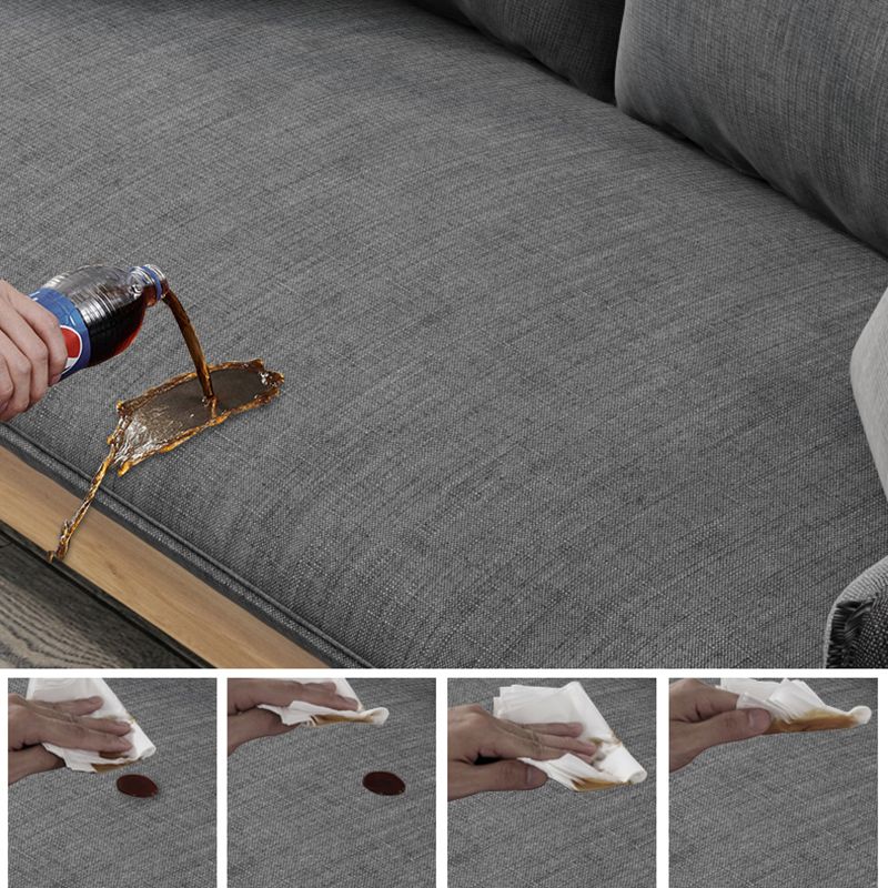 31.5" H Contemporary Solid Color Linen Square Arm Sofa for Living Room