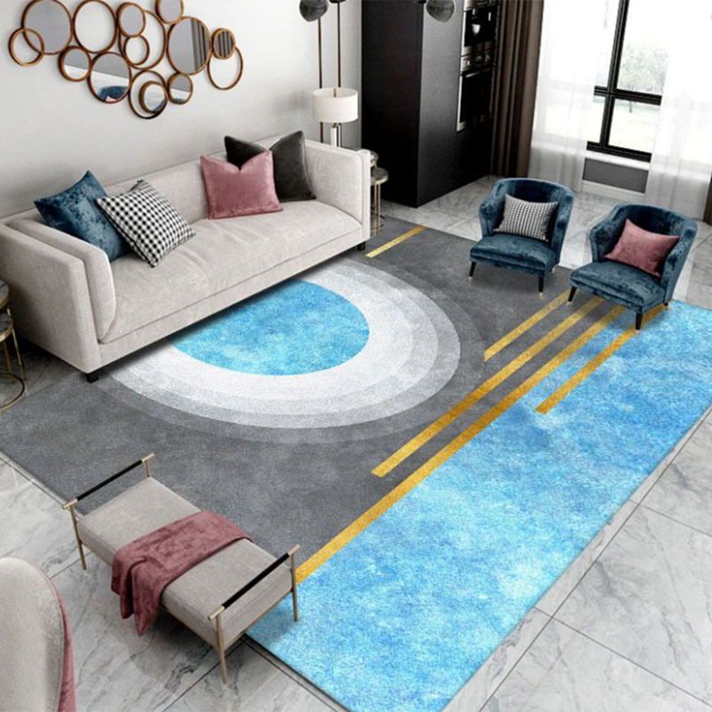 Dark Grey Modern Rug Polyester Circle Indoor Rug Stain Resistant Rug for Living Room