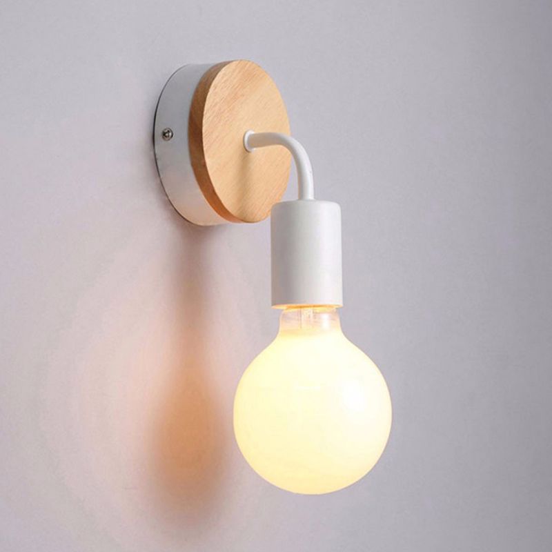 Modern Round Wall Sconce Lights Wood Wall Sconce Lighting for Bedroom