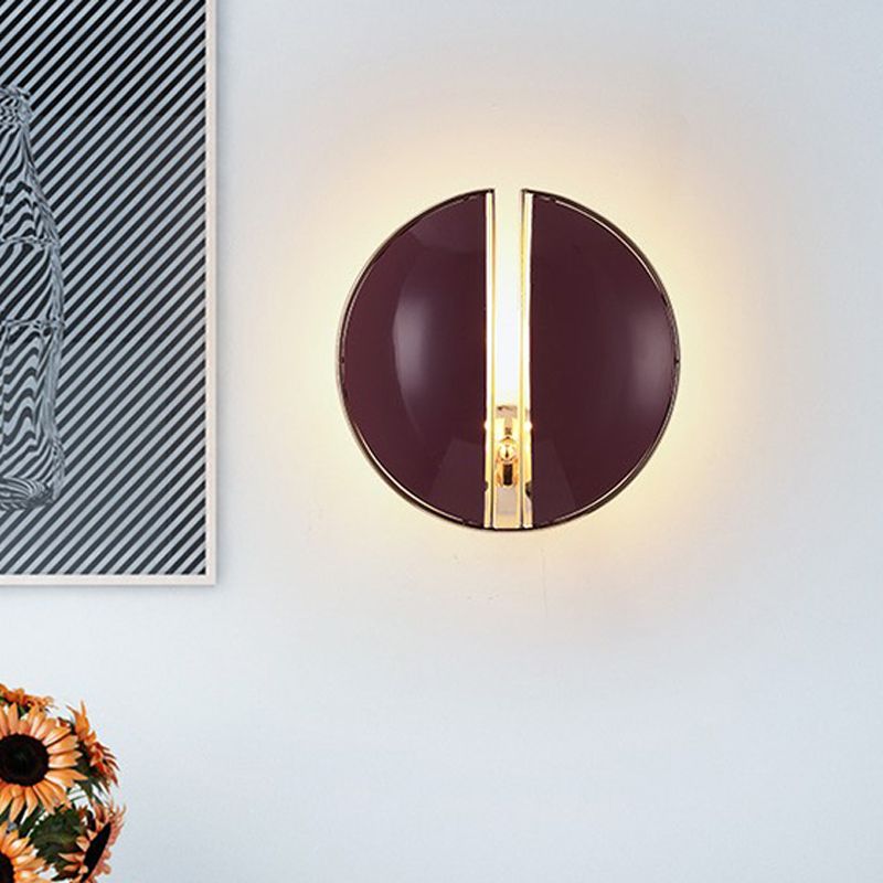 Spaced Dome Hallway Wall Sconce Light Metal 1-Light Contemporary Wall Mounted Lamp Fixture in Purple