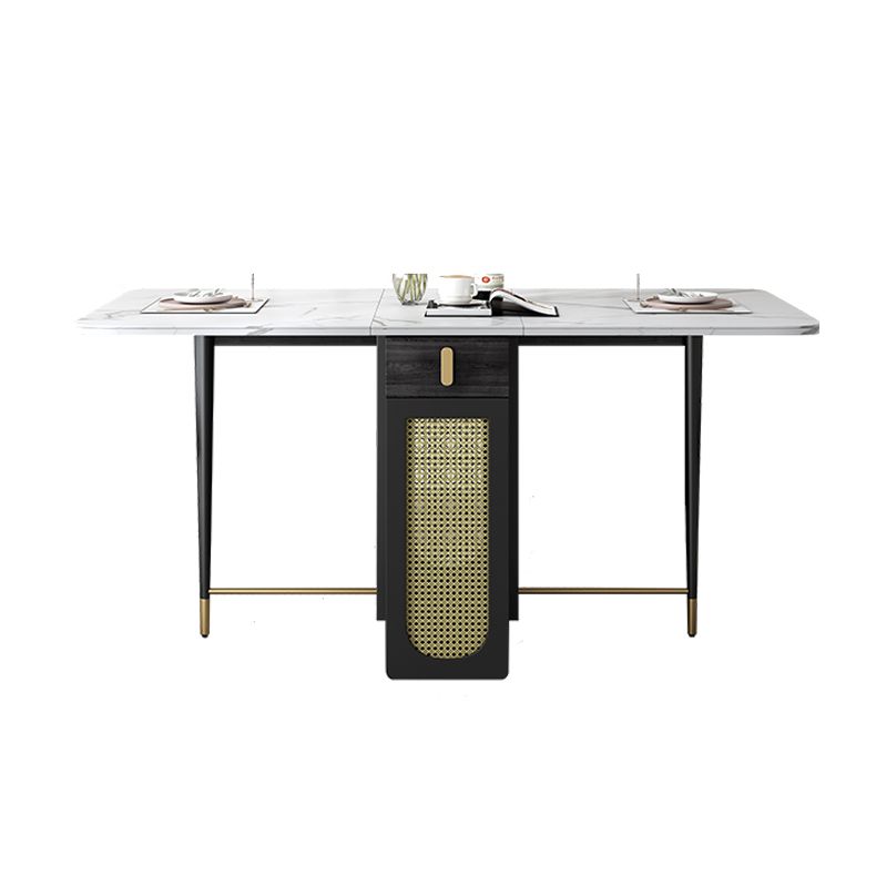 1/2/5 PCS Metal Modern Dining Set met rechthoekige tafel en opvouwbare stoelen Dinette Set