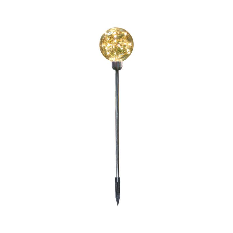 Art Decor Sphere Ground Light Stainless-Steel Courtyard LED Stake Lighting, Warm Light