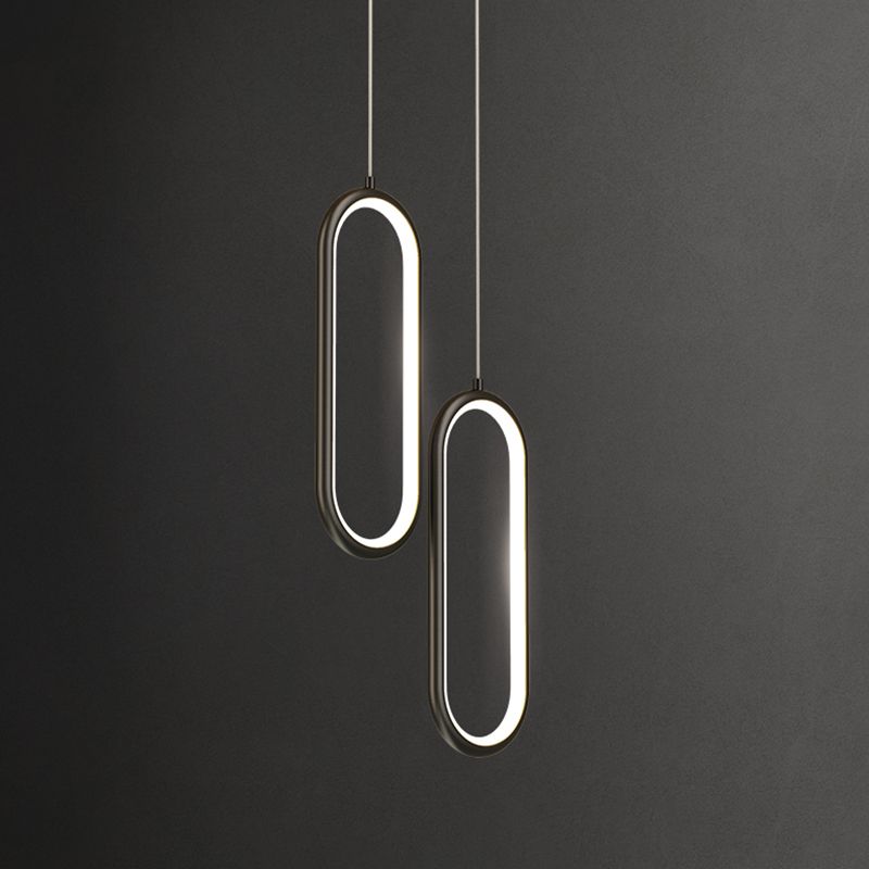 Aiuto in metallo ovale Pendente leggero in stile moderno a sospensione a led sospensione per sala da pranzo