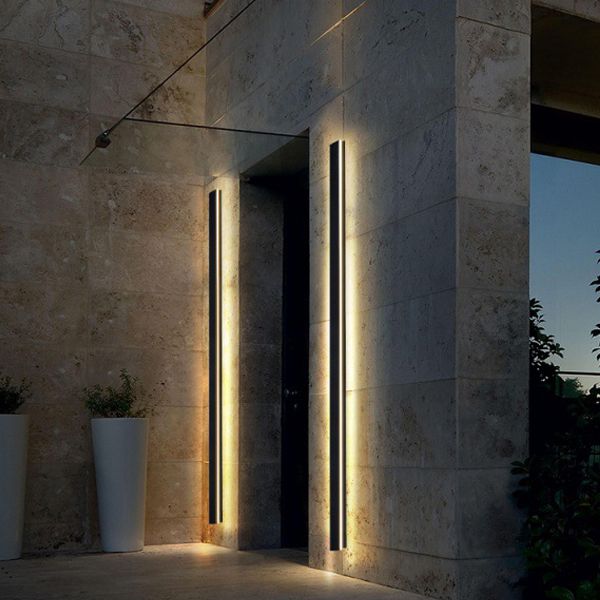 Modern Style Linear Wall Sconce Lights Metal 1 Light Wall Lighting Ideas in Black