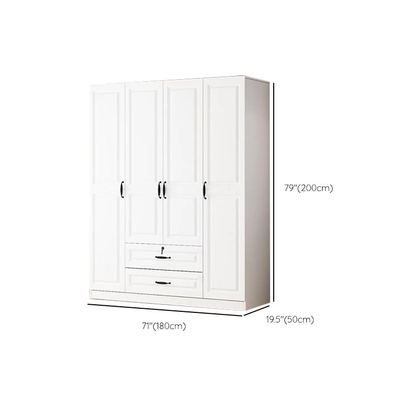Hinged Wardrobe Cabinet White Wardrobe Armoire with Shelves for Home