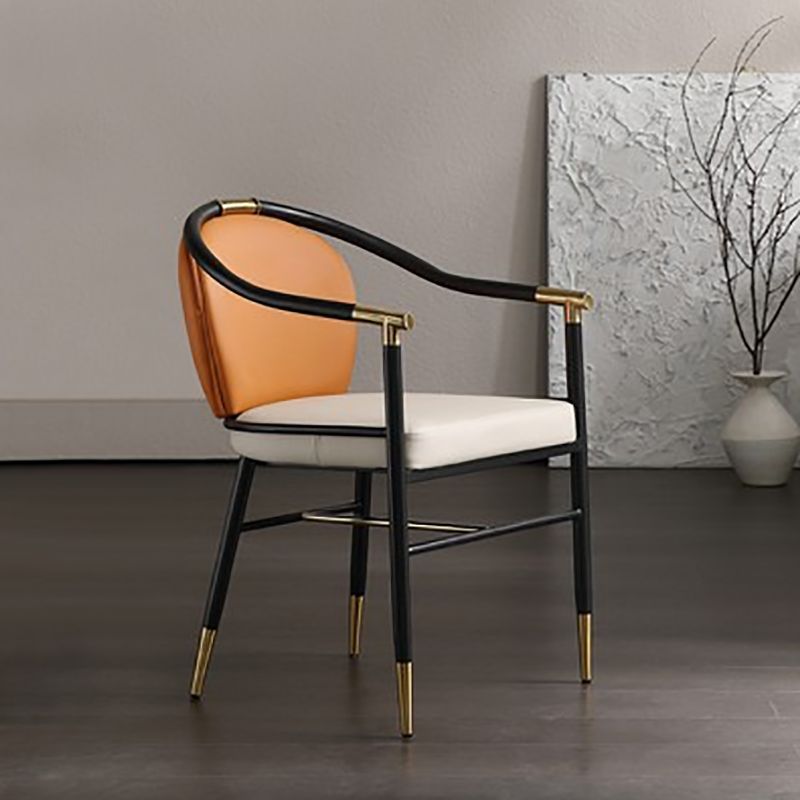 Contemporary Metal Dining Room Chair Arm Upholstered Side Chairs for Home Use