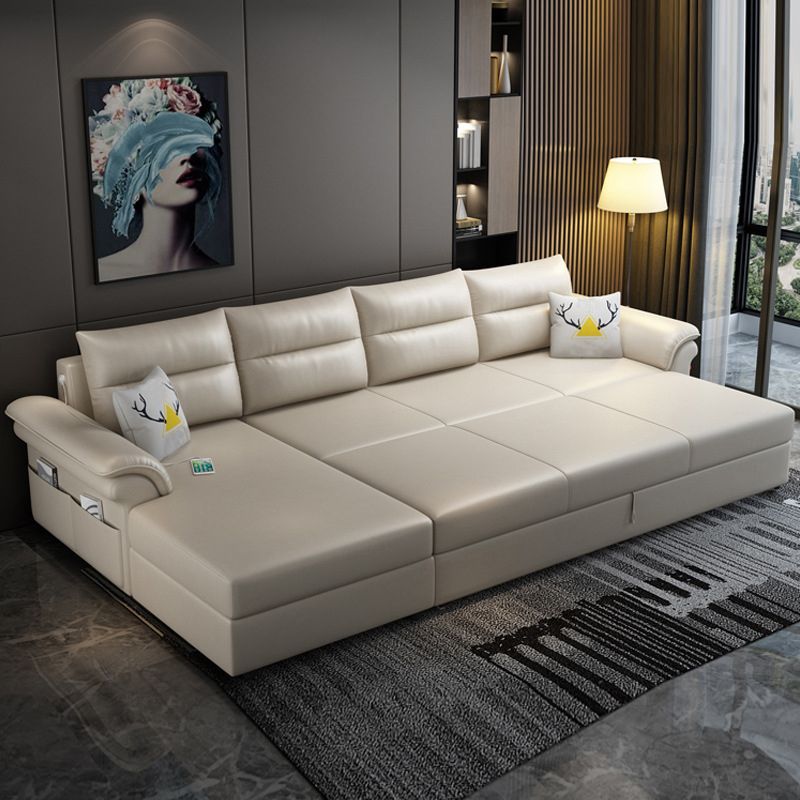 Cushion Back Storage Stain-Resistant Manual Reclining Faux Leather Sectional Sofa Set