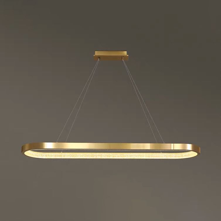 Modern Kitchen Island Lighting Oval Metal Island Light Fixture in Gold Finish