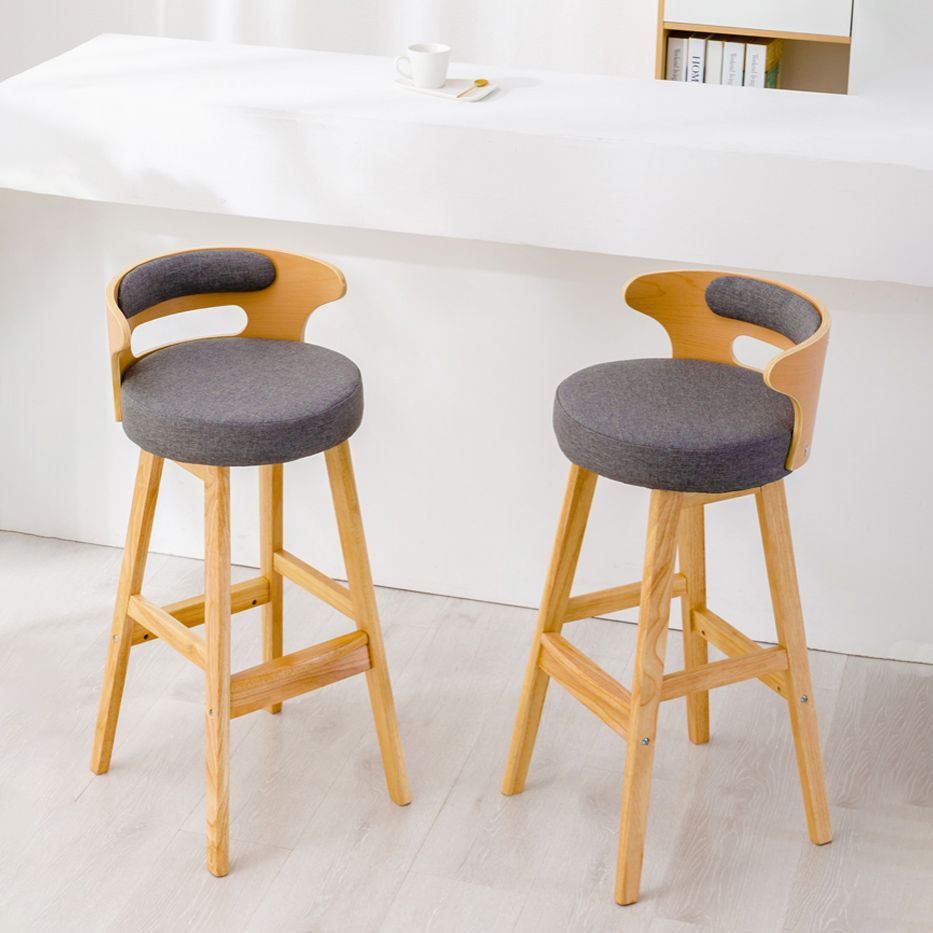 Contemporary Round Bar and Counter Stool Low Back Stool with 4 Legs