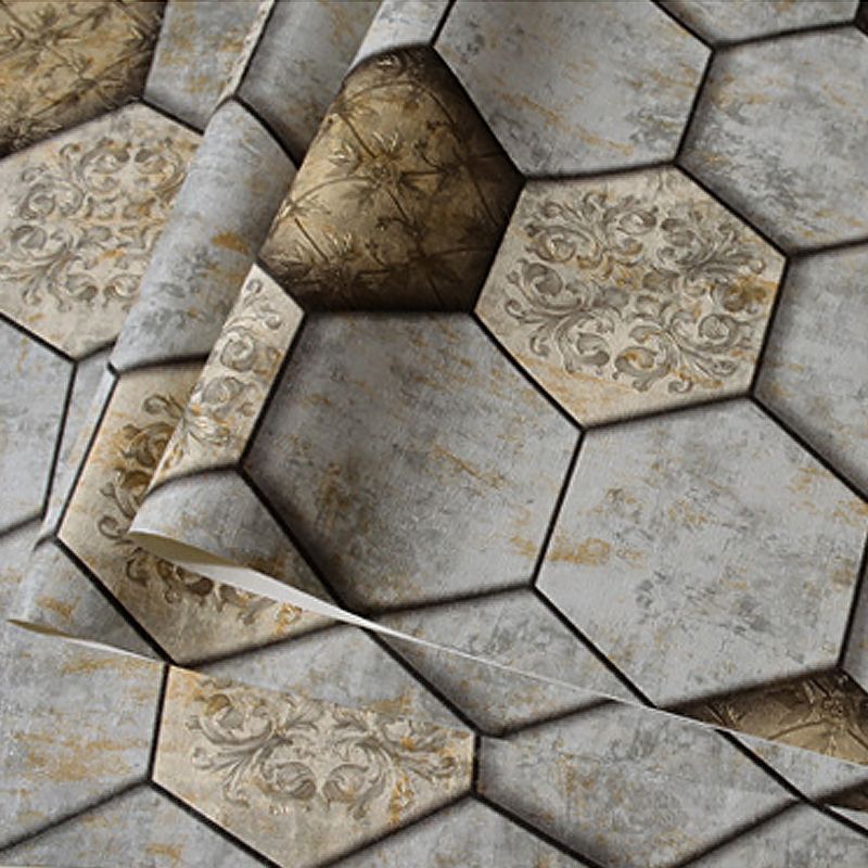 Wall Covering Modern Honeycomb and Medallion Teenage Dark Color Wallpaper, Waterproof
