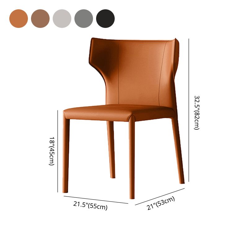 Silla de comedor de cuero contemporánea, silla lateral sin brazos para uso doméstico