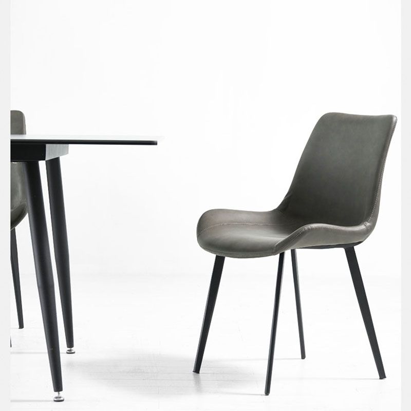 Industrial Faux Leather Dining Chairs Solid Back Chair for Kitchen