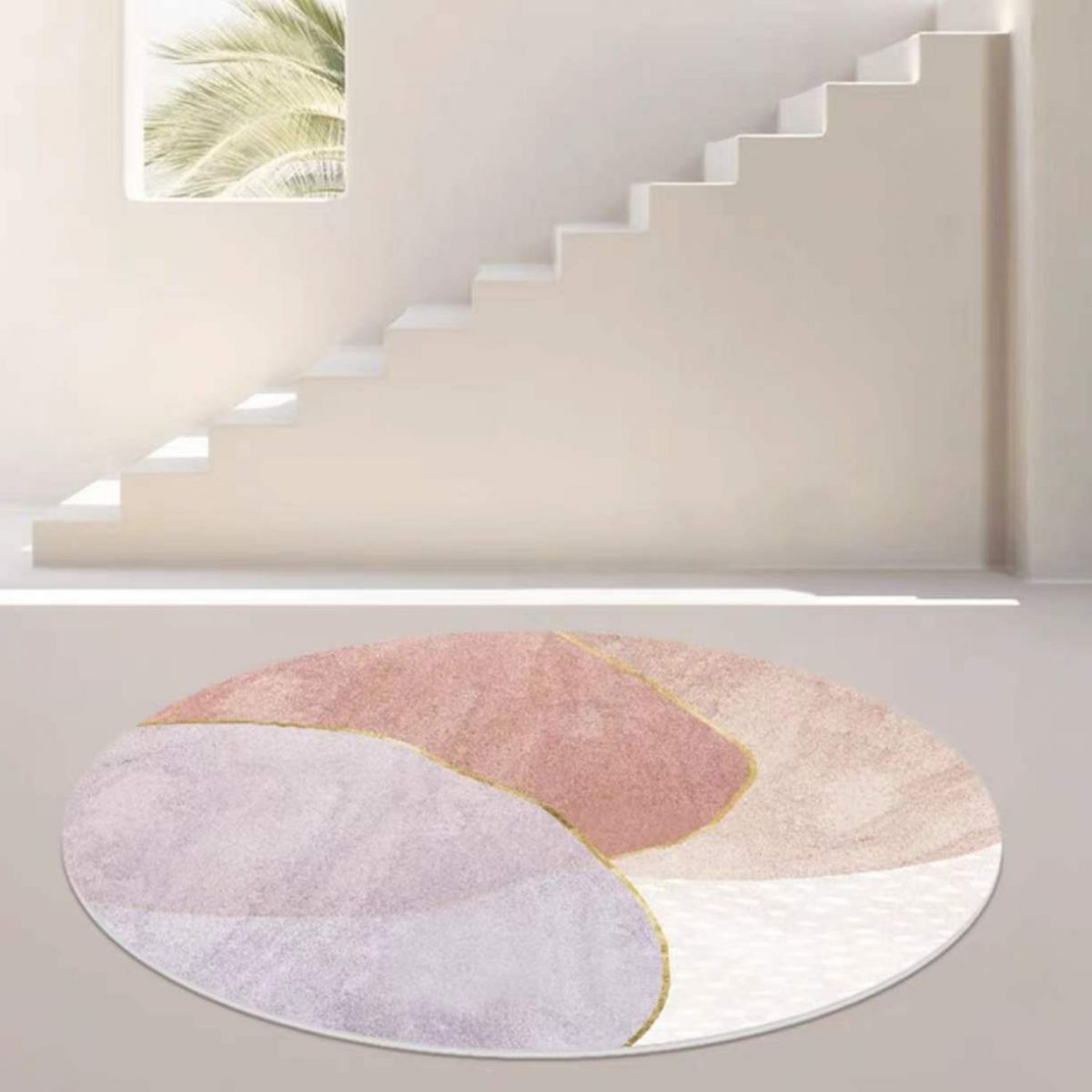 Runder nordischer Innenteppich moderner Morandi Farbe Polyester Fleckenresistent Fläche Teppich für Wohnzimmer