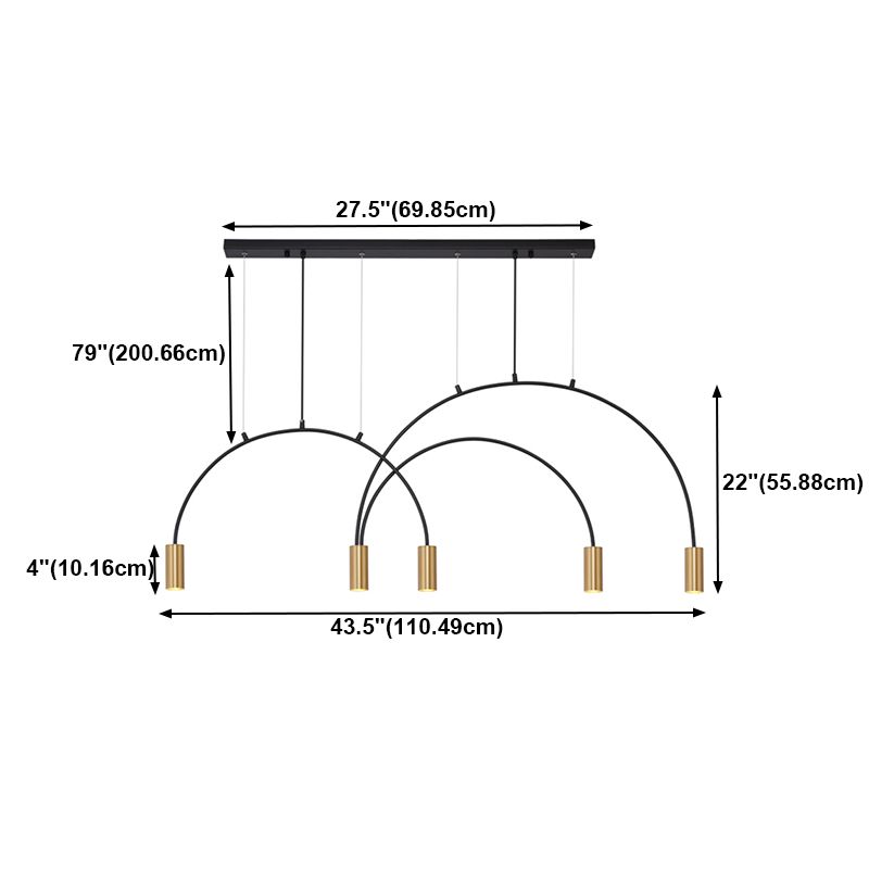 Contemporary Pendant Lights Cylinder Island Lights Metal 5 Light for Kitchen Island