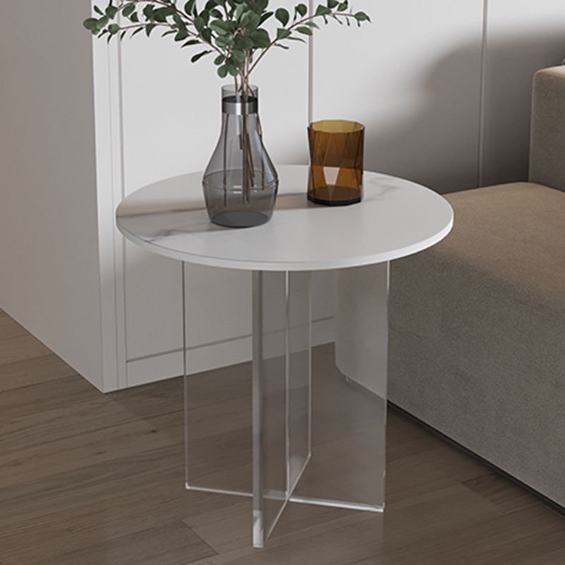 Slate and Acrylic Cocktail Table Modern White Round Coffee Table