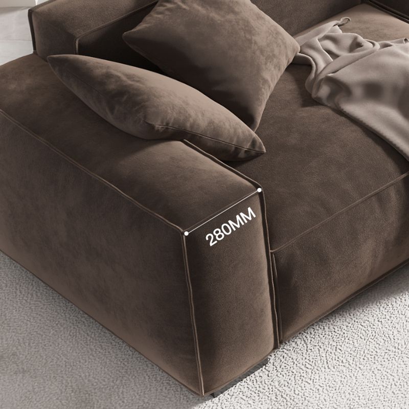 Brown Scandinavian Sectional/Sofa with Square Arm for Apartment