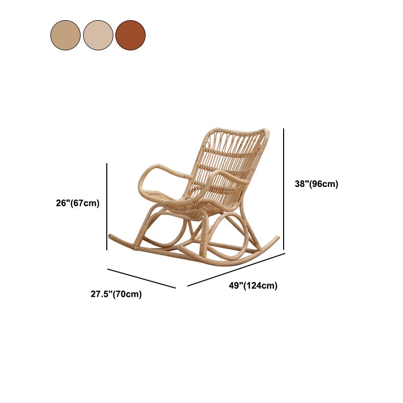 Modern Reclining Rocking Accent Chair Natural Rocking Chair Spindle for Living Room