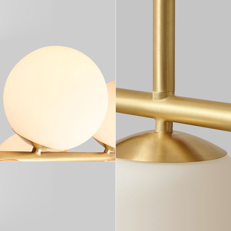 Nordic Round Island Lighting Fixture Glass Dinning Room Island Ceiling Light in Gold