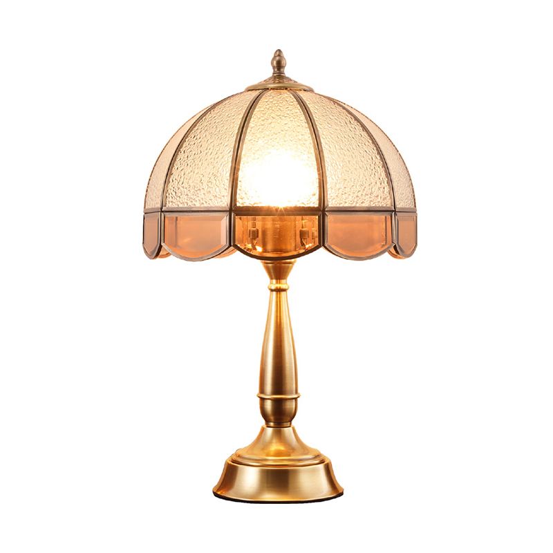 1 Kopfwasserglas Tischlampe Traditionelle Bronzekuppel Schlafzimmer mit überbrochenem Nachtlicht