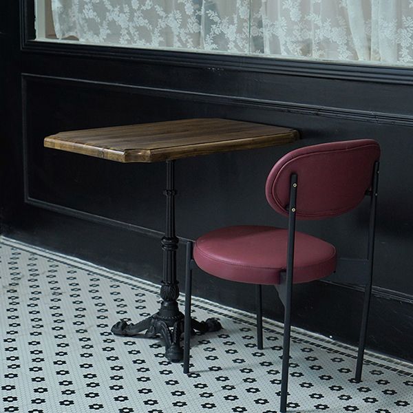 Industrial Kitchen Dining Table Solid Wood Table with Black Metal Pedestal Base