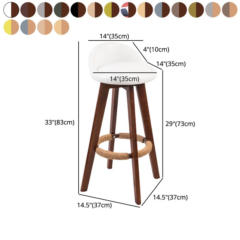 Modern Rubberwood Indoor Stool Matte Finish Upholstered Bar Stools