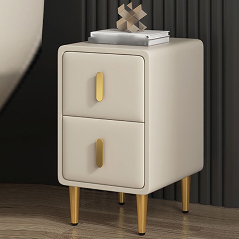 Modern 20'' Tall Bed Nightstand 2-Drawer Storage Faux Leather Legs Included Nightstand