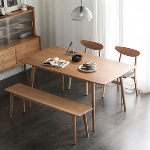 Rechthoek eigentijdse eetkamer tafel as massief houten tafel met 4 poten