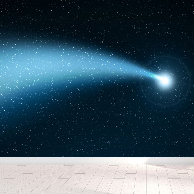 Modern Starry Night Scene Mural Wallpaper Blue Astronomical Landscape Wall Covering