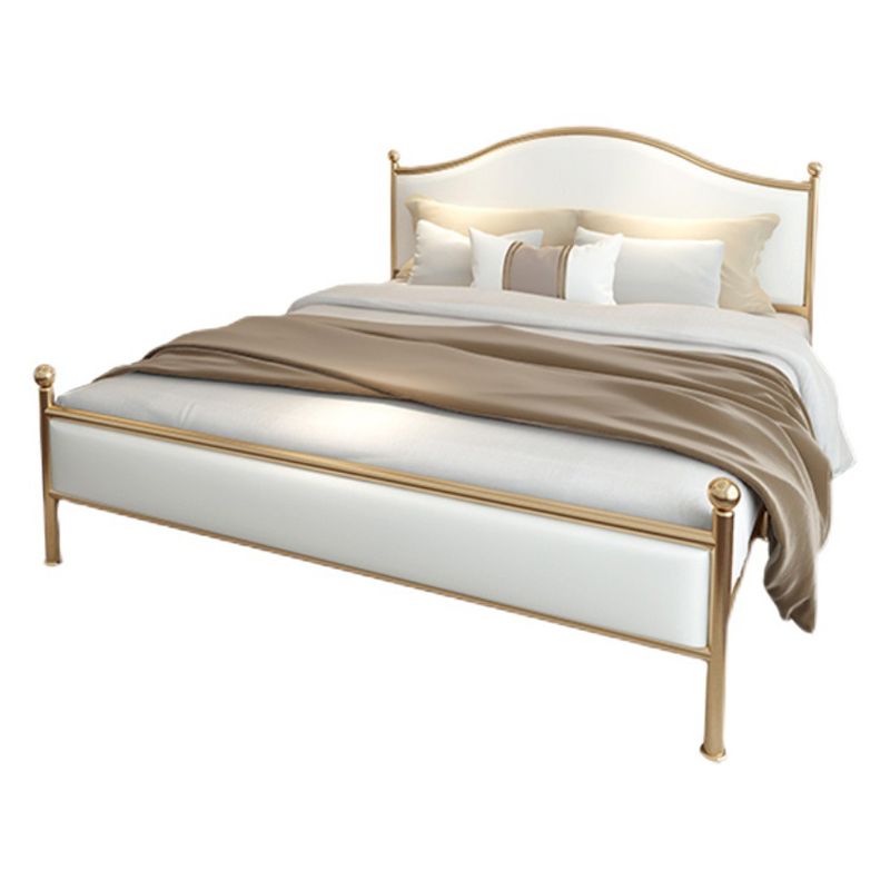 Contemporary Bed Frame Metal Standard Bed with Upholstered Headboard