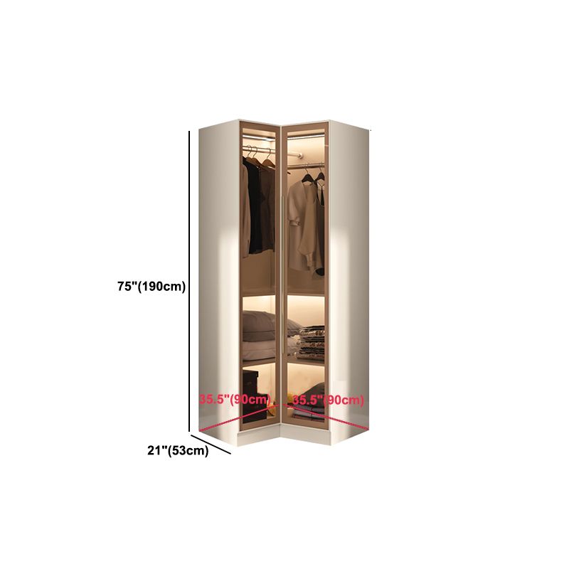 Contemporary Style Wardrobe Armoire Glass Door Armoire with Garment Rod for Home