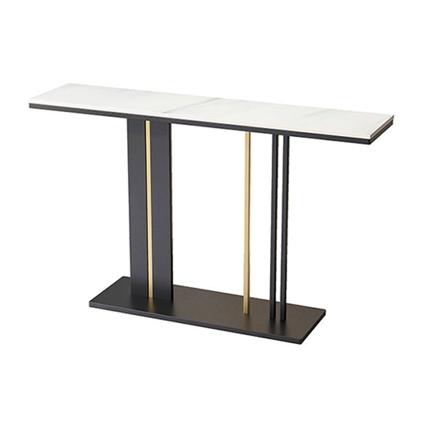 Modern Marble Top Console Table with Rectangle Top and Pedestal Base
