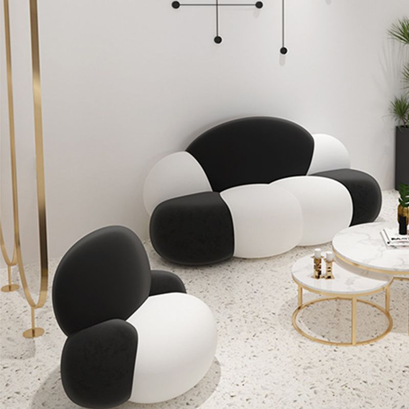 29.52" Wide Velvet Curved Sofa Cloud Shape Armless Sofa for Living Room