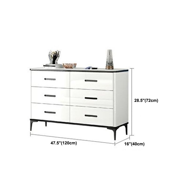 Contemporary Chest White Double Dresser with Metal Feet for Home