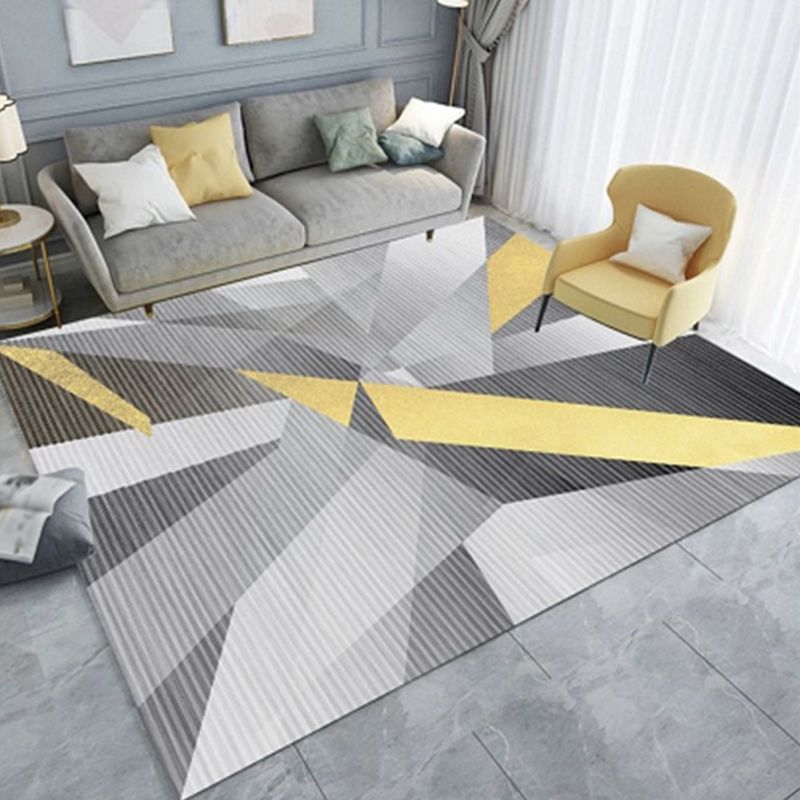 Modern Graphic Print Indoor Carpet Polyester Area Rug Non-Slip Backing Carpet for Living Room