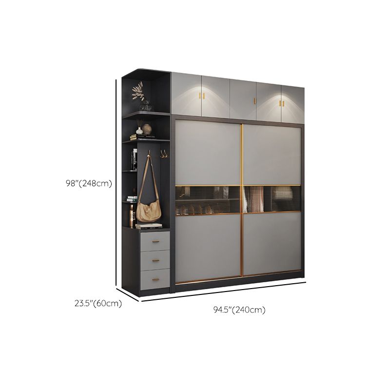 Modern Wood Freestanding Wardrobe Soft Close Drawer and Doors Wardrobe