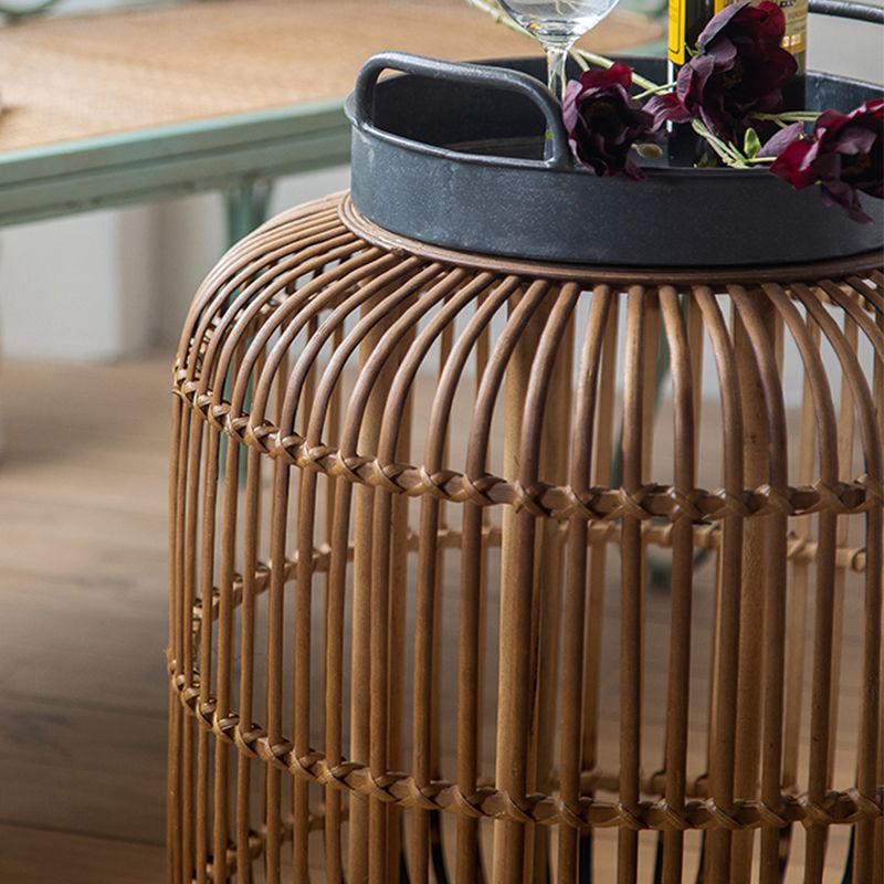 French Country Distressed Rattan Coffee Table Frame Metal Cocktail Table