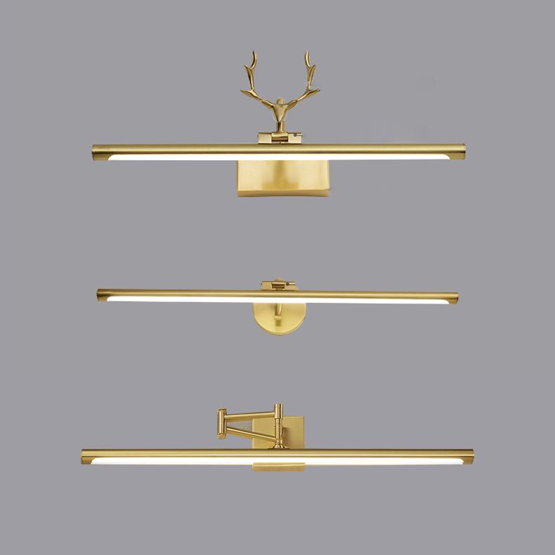 Moderne minimalistische Messingbauernhaus -Wandbeleuchtung über dem Spiegel für Badezimmer