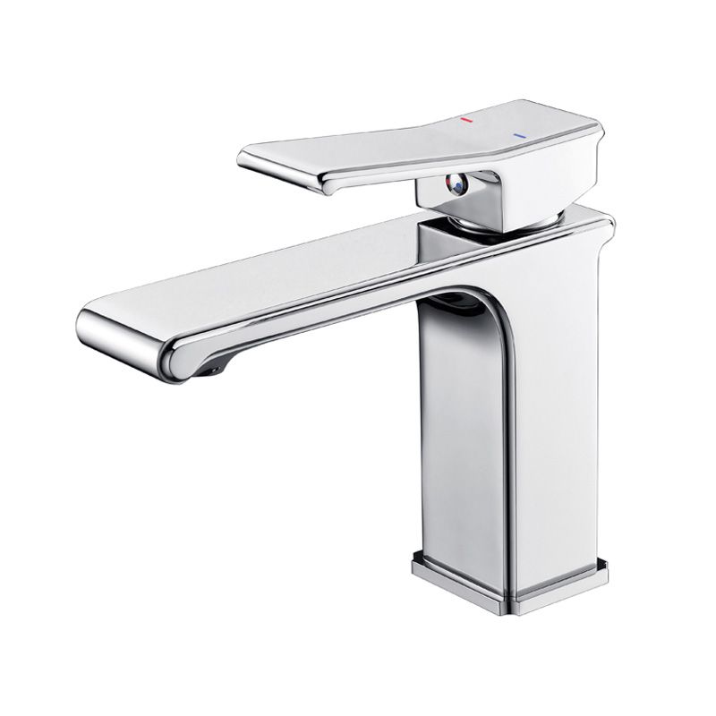 Modern Lever Handles Sink Faucet Chrome Square Bathroom Sink Faucet