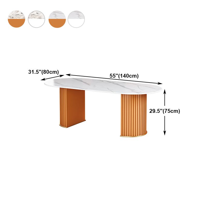 Mesa de comedor ovalada estándar moderna, mesa de comedor de piedra sinterizada para cocina