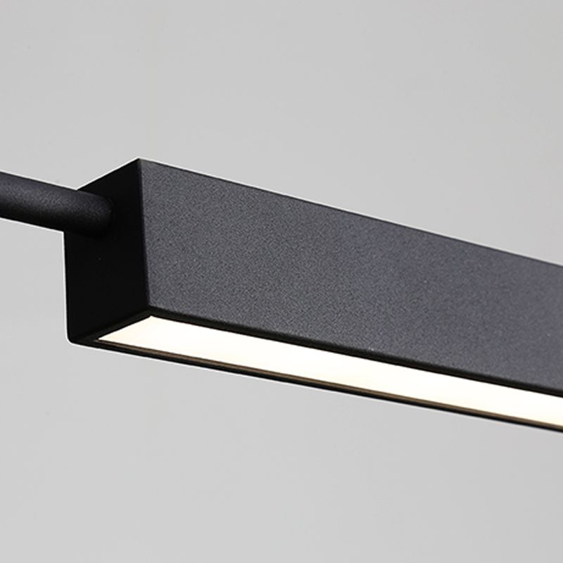 Modern Style Linear Shaped Island Pendant Metal Black Island Light for Restaurant