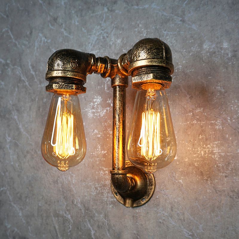 Industrial Wall Sconce Pipe Shape 2 Light Wall Light Sconces for Living Room