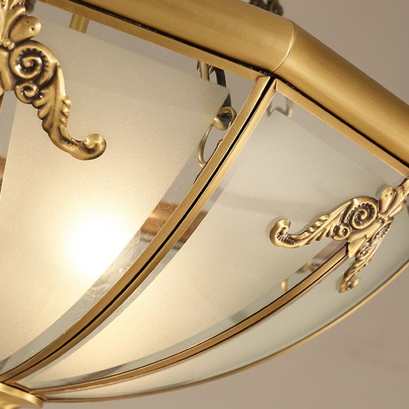 Glass Brass Flush Mount Light Bowl Shape Vintage Style Flush Mount Ceiling Light