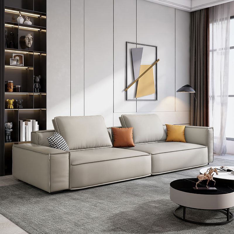 Faux Leather Living Room 3-seater Sofa Square Arm Standard Cushions Settee