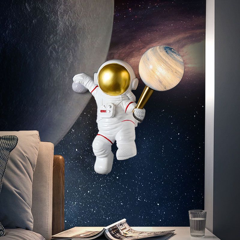 Kinderen Astronaut -vormige wandlampjes Slaapkamer Wandbevestiging Lichtmontage