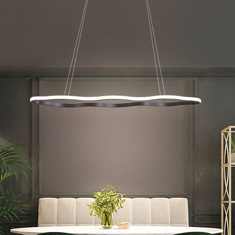 Wave Hanging Ceiling Light Modern Acrylic Coffee 23.5"/36.5"/47" Wide LED Suspension Light in Warm/White Light