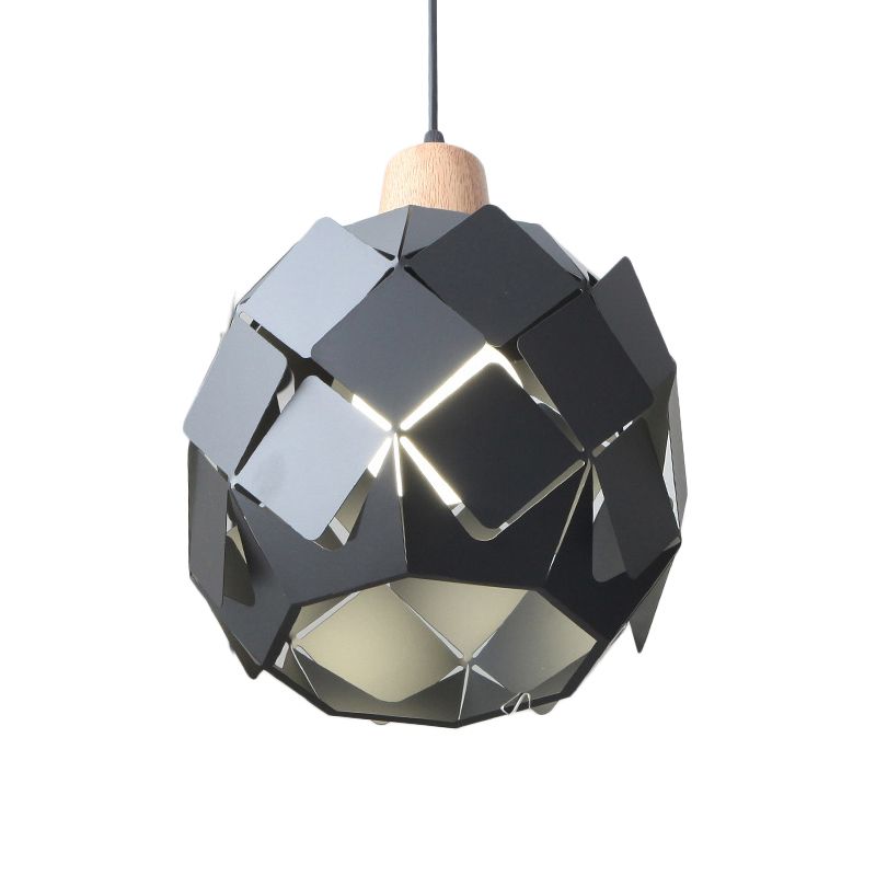 Contemporáneo 1 iluminación colgante de luz con tono de metal azul/negro/blanco lámpara colgante de globo