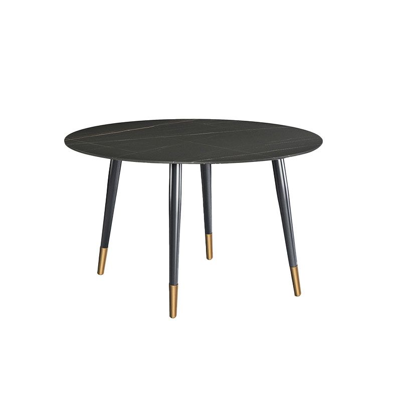 Traditional Luxury Dining Table Stone and Metal Round Tripod Base Dining Table